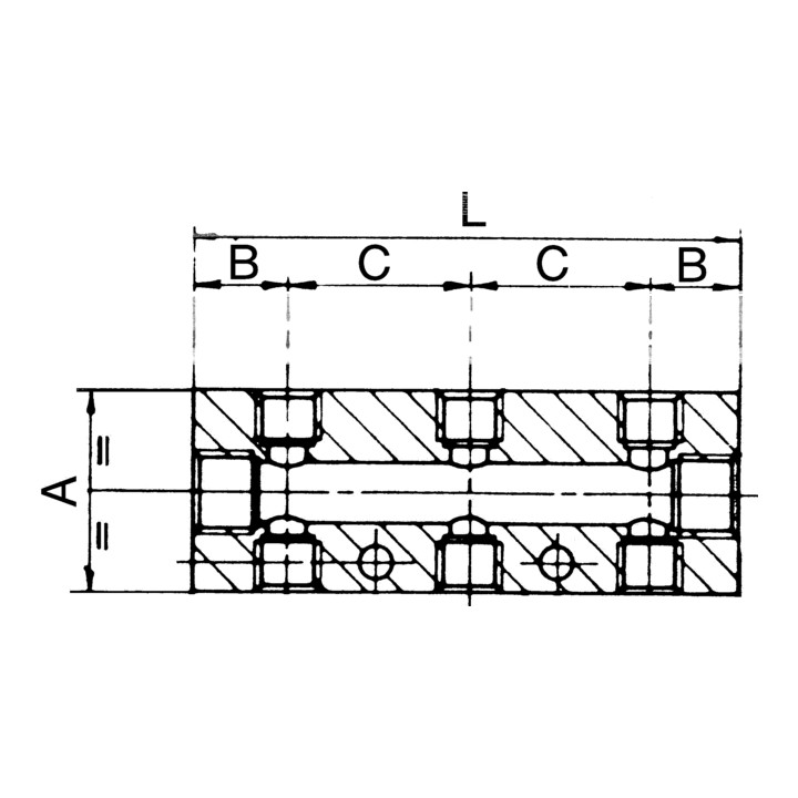 Riegler Barre de distribution, sorties des deux côtés, 2 x 3/8, 2 + 2 x 1/4, alu