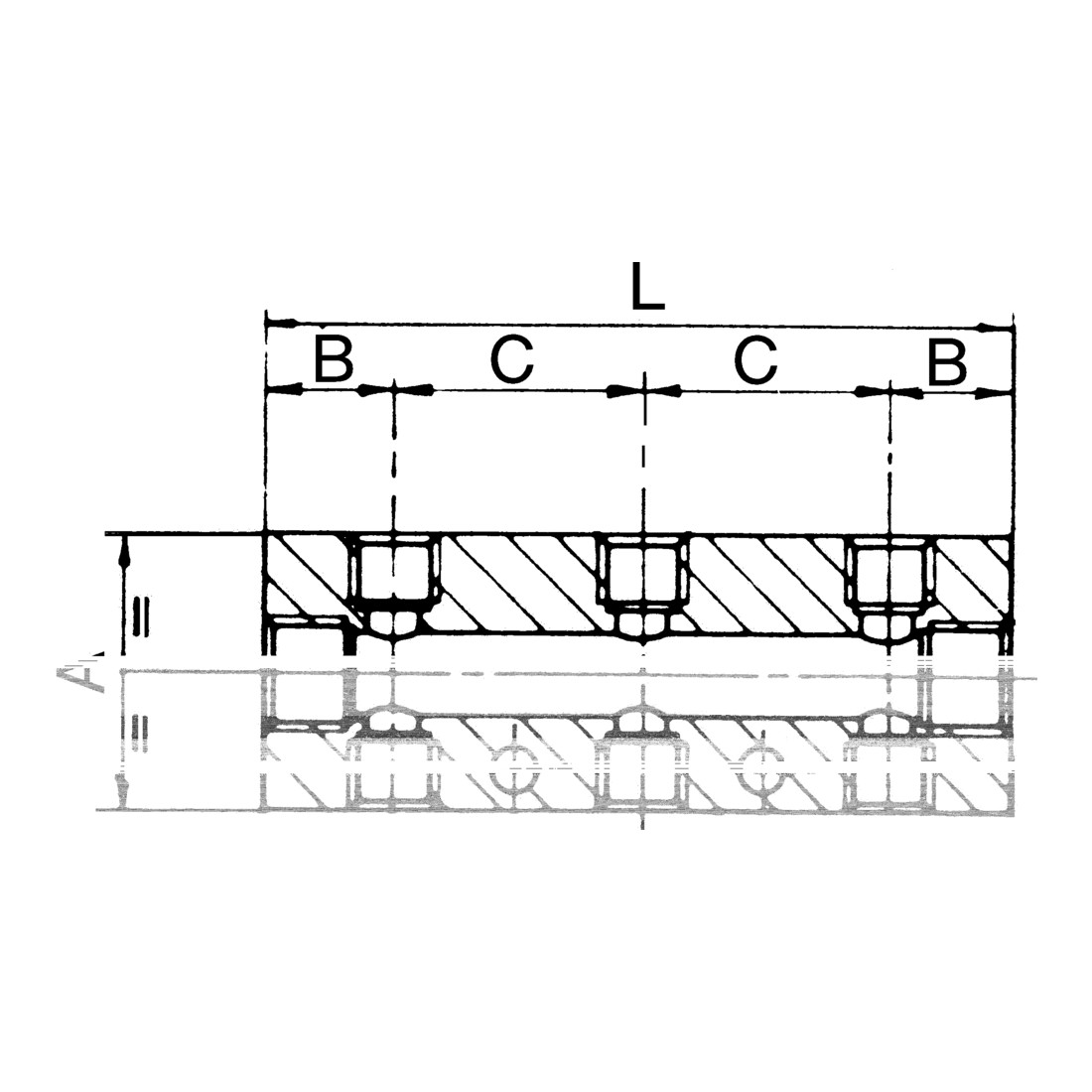 Riegler Barre de distribution, sorties des deux côtés, 2 x 3/8, 6 + 6 x 1/4, alu