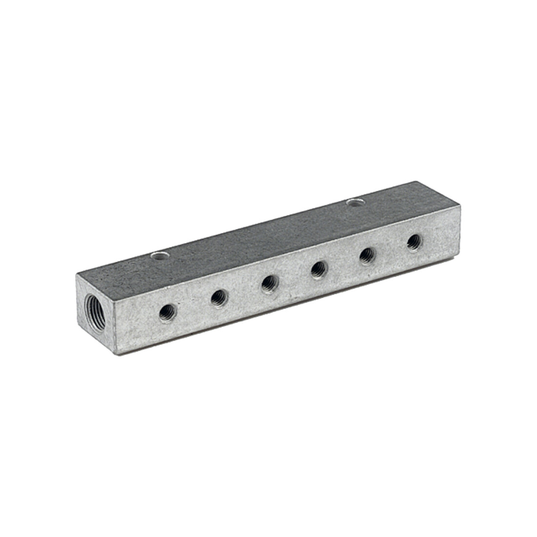 Riegler Barre de distribution, sorties unilatérales, entrée 2x1/8, sortie 6xM5