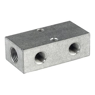Riegler Barrette de distribution, sorties des deux côtés, 2 x 1/2, 3 + 3 x 1/4, alu