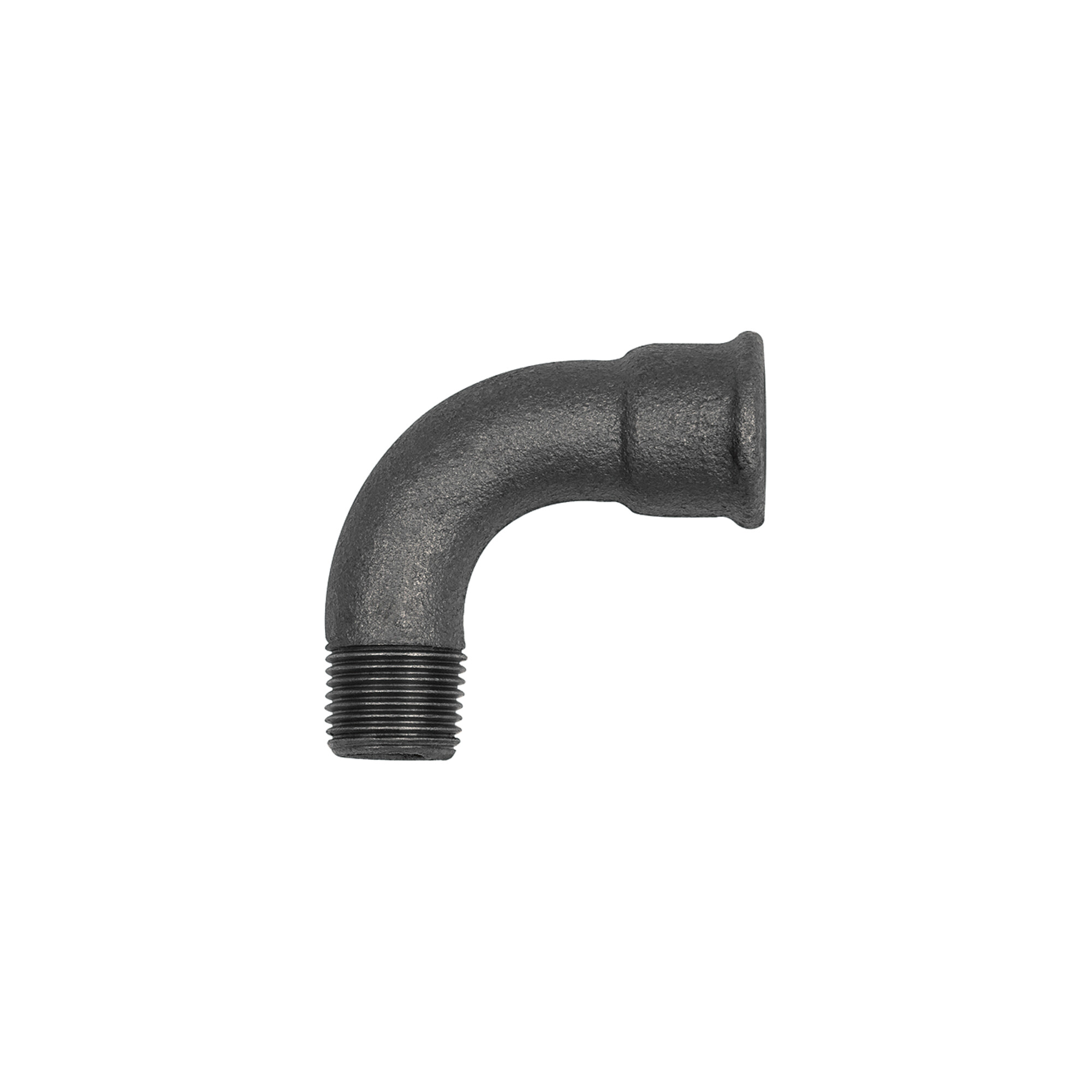 Riegler Bogen 1, 90°, lang, Rp 1 1/2 i., R 1 1/2 a., Temperguss schwarz