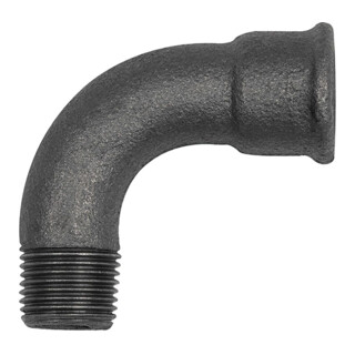 Riegler Bogen 1, 90 °, lang, Rp 1/2 i., R 1/2 a., Temperguss schwarz