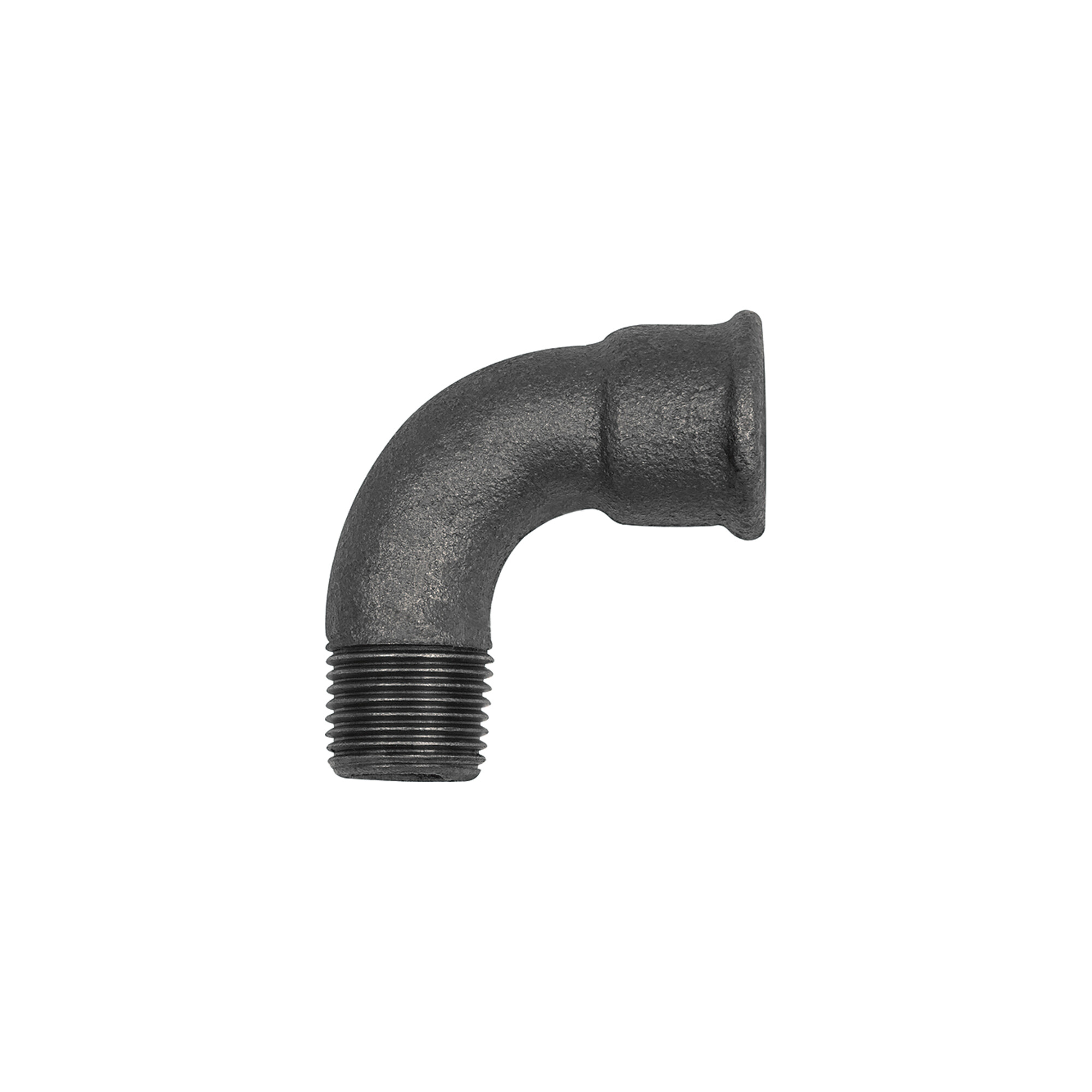 Riegler Bogen 1a, 90°, kurz, Rp 1 i., R 1 a. Temperguss schwarz