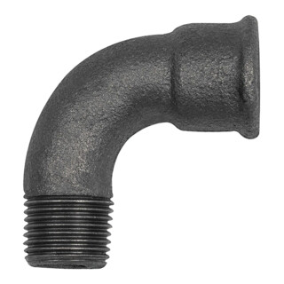 Riegler Bogen 1a, 90°, kurz, Rp 2 i., R 2 a. Temperguss schwarz