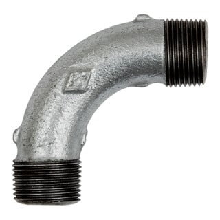 Riegler Bogen 3, lang, 90°, AG/AG, R 2, schw. Temperguss feuerverz.