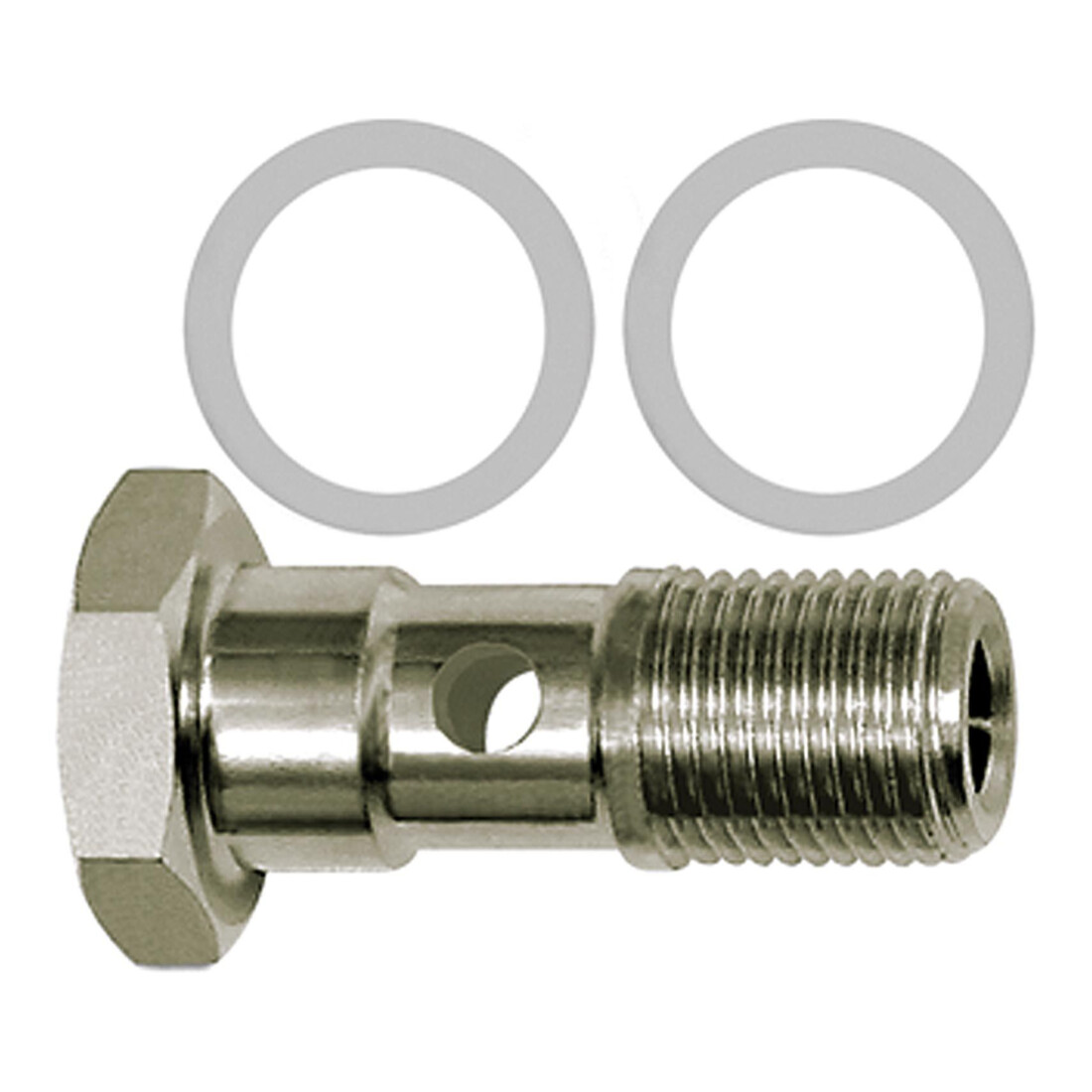 Riegler Boulon creux, joint PTFE, simple, G 1/8, acier inoxydable 1.4404