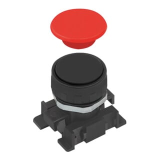 Riegler Bouton-poussoir avec disque rouge et noir, monostable