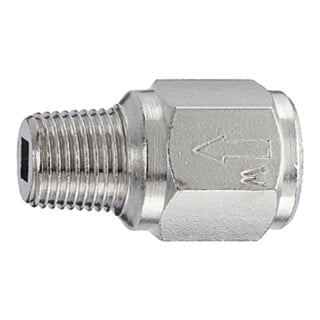 Riegler Clapet anti-retour, construction compacte, MS nickelé, R/Rp 1/4, 0,2 bar