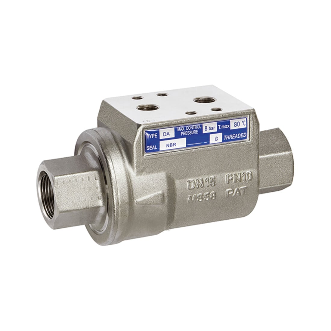 Riegler Clapet anti-retour pneumatique, double, NC, MS nickelé, FKM, Rp 3/8