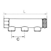 Riegler Collecteur, 4 sorties, entrée 2x1, sortie 4x1/2 IG, MS-3