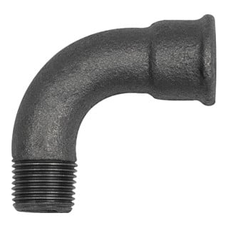 Riegler Coude 1, 90°, long, Rp 3/4 i., R 3/4 a., fonte malléable noir
