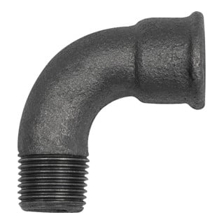 Riegler Coude 1a, 90°, court, Rp 2 int., R 2 ext. Fonte malléable noire