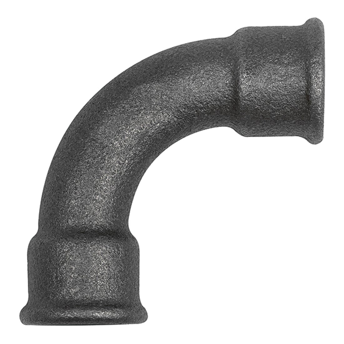 Riegler Coude 2, 90°, long, Rp 1 i., Rp 1 i., fonte malléable noire