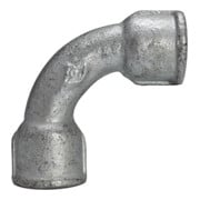 Riegler Coude 2, long, 90°, FI/FI, Rp 1 1/2, fonte malléable noire galvanisée à chaud-1