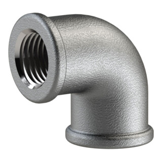 Riegler Coude 90, 90°, IG/IG, Rp 1 1/4, fonte malléable noire galvanisée à chaud