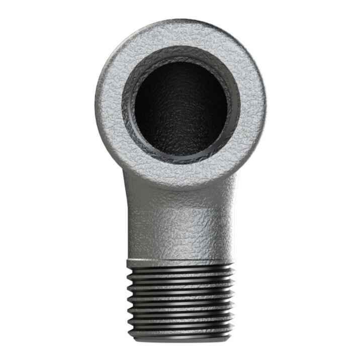 Riegler Coude 92, 90°, FI/MI, Rp/R 1, fonte malléable noire galvanisée
