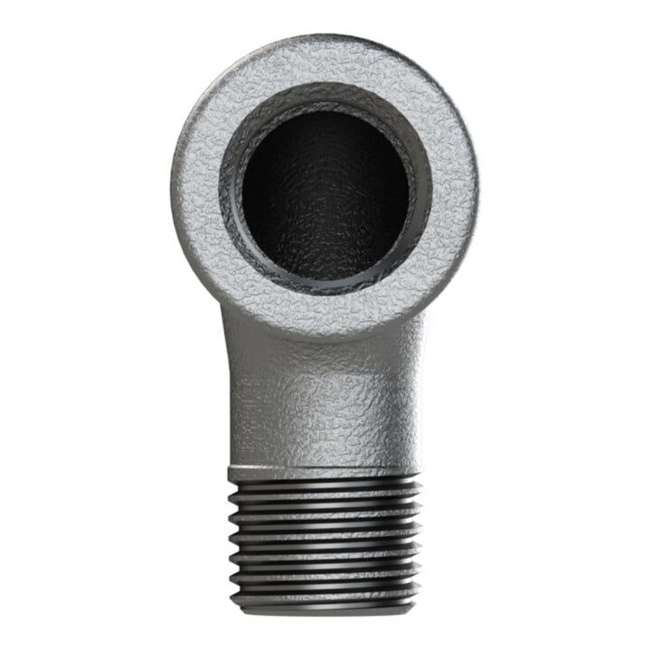 Riegler Coude 92, 90°, FI/MI, Rp/R 2 1/2, fonte malléable noire galvanisée à chaud