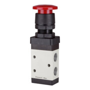 RIEGLER Distributeur 3/2 voies manuel bouton champignon M3 NC monostable G 1/4 rouge-1