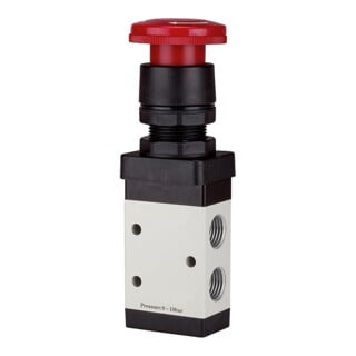 RIEGLER Distributeur 3/2 voies manuel M3 bouton champignon cran d'arrêt d'urgence NC G 1/8