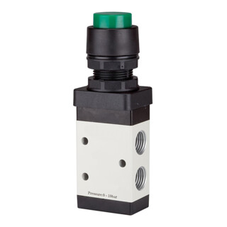 Bouton-poussoir manuel Riegler 3/2 voies vert