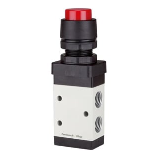 Bouton-poussoir manuel Riegler 3/2 voies rouge