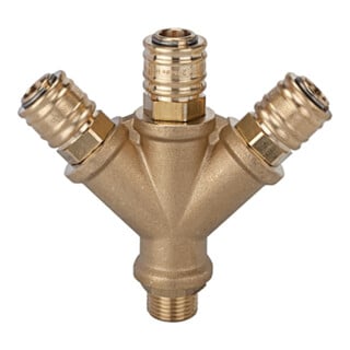 Verteiler avec 3 raccords G 3/8 extérieur en laiton