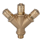 Verteiler avec 3 raccords G 3/8 extérieur en laiton-1