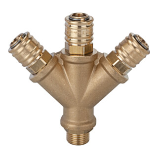 Verteiler avec 3 raccords G 3/8 extérieur en laiton