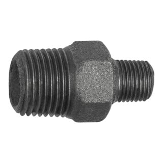 Riegler Doppelgew.nippel 245 red., R 1/2 a., R 1/4 a., Temperguss schwarz