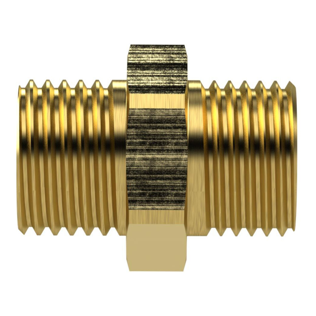 Riegler Doppelgewindenippel, G 1/2 a., G 3/4 a., SW 32, Messing