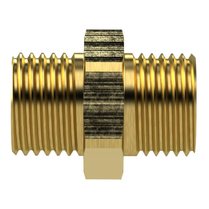 Riegler Doppelgewindenippel, G 1/4 a., G 1/2 a., SW 24, Messing