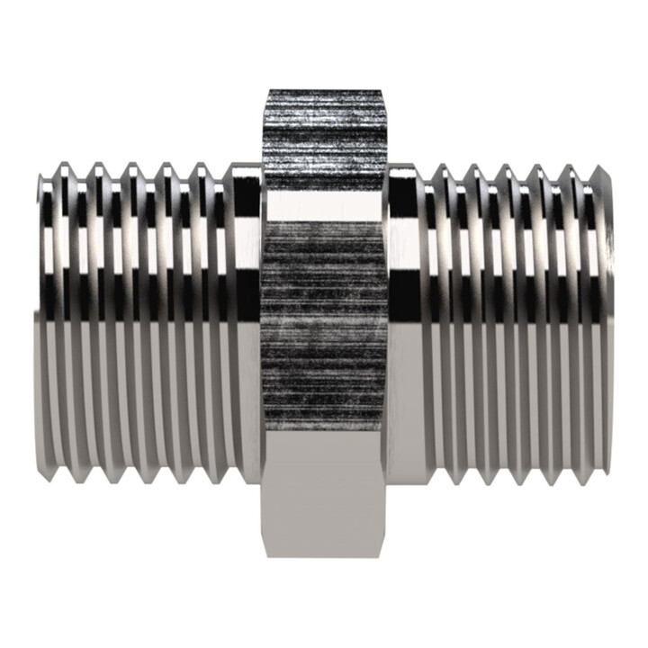 Riegler Doppelgewindenippel, M5 a., M5 a., SW 7, Edelstahl 1.4571
