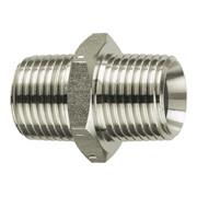 Riegler Doppelgewindenippel, R 1 1/4 a., R 1 1/2 a., SW 50, ES 1.4571-1