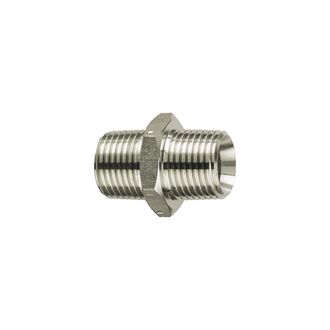 Riegler Doppelgewindenippel, R 1 a., R 2 a., SW 62, Edelstahl 1.4571