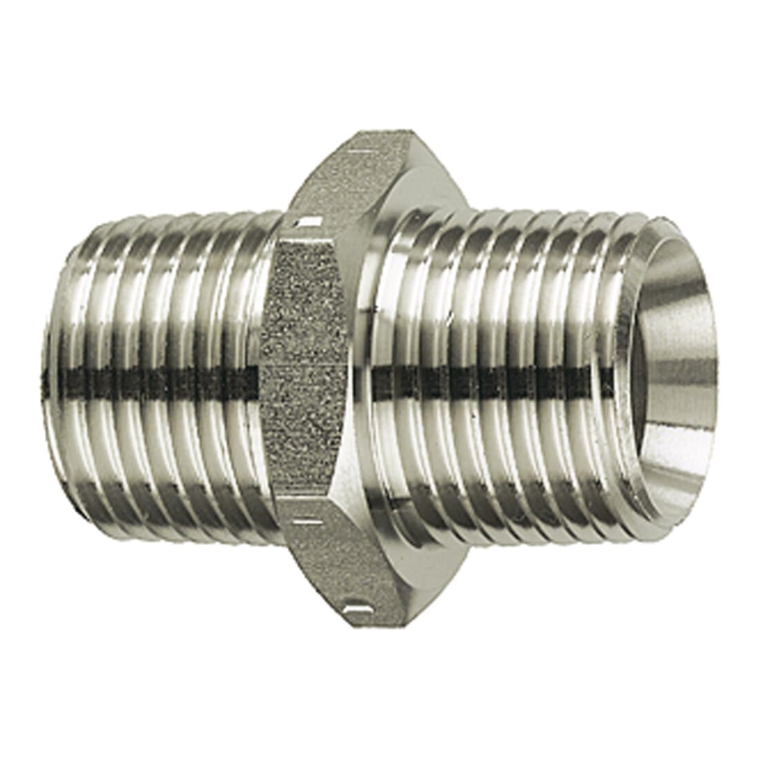 Riegler Doppelgewindenippel, R 2 a., R 2 a., SW 60, Edelstahl 1.4571