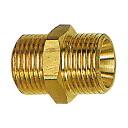 Riegler Doppelgewindenippel, zyl., G 1 a., G 1 1/2 a., SW 50, Messing
