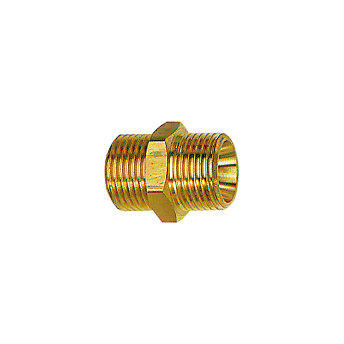 Riegler Doppelgewindenippel, zyl., G 3/4 a., G 3/4 a., SW 32, Messing