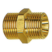 Riegler Doppelgewindenippel, zyl., G 3/8 a., G 3/8 a., SW 19, Messing-1