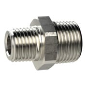 Riegler Double raccord fileté conique, R 1/4 ext., R 3/8 ext., Clé 19, MS chromé-1