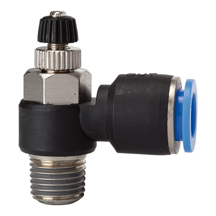 Riegler Drosselrückschlagventil »Blaue Serie«, Abluftdros., R1/4 a. Ã ̃ 4mm