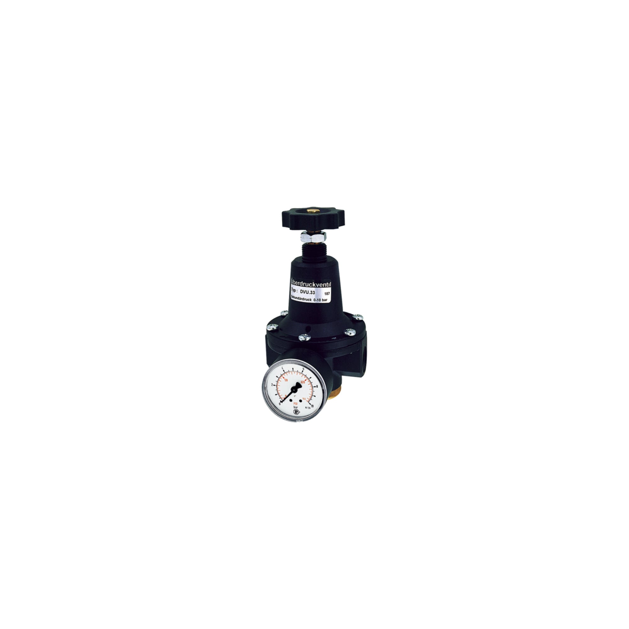 Riegler Druckbegrenzungsventil, inkl. Manometer, G 1/2, 0,1 - 3,0 bar