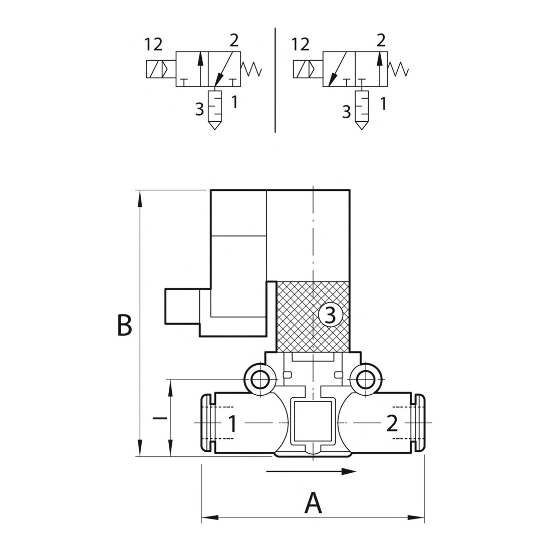 Riegler Electrovanne 3/2 voies avec purge silencieuse, NC, Raccord 6
