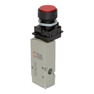 Riegler Electrovanne 3/2 voies, manuelle, bouton-poussoir, NC, monostable, G 1/8
