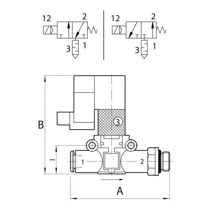 Riegler Electrovanne 3/2 voies, silencieuse, raccord G3/8, sortie 8 NO