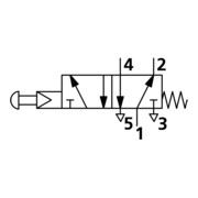 Riegler Electrovanne 5/2 voies, manuelle, bouton champignon, monostable, G 1/8-4