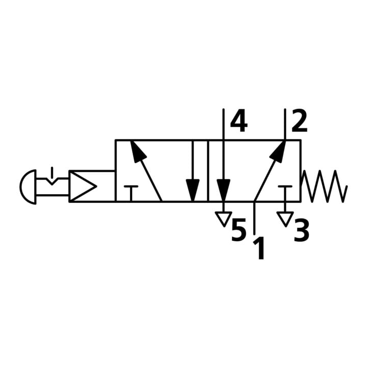 Riegler Electrovanne 5/2 voies manuelle, bouton champignon, verrouillage d'urgence, monostable, G 1/8
