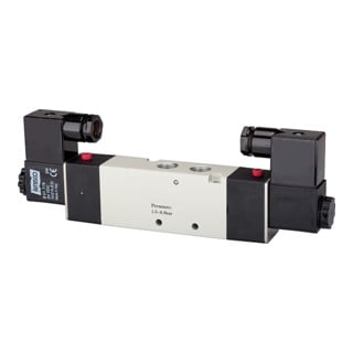 Riegler Electrovanne électropneumatique 5/3 voies « 4V » milieu fermé, G 3/8, 24 V CC