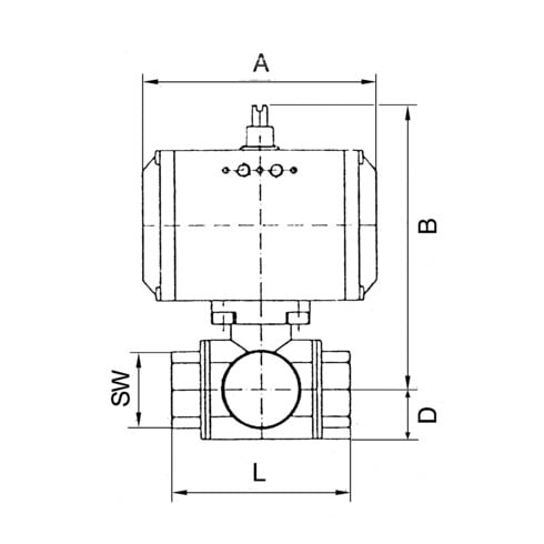Riegler ES-Kuha, pneumat. Stellantrieb doppeltwirk., T-Bohrung T1, Rp 2