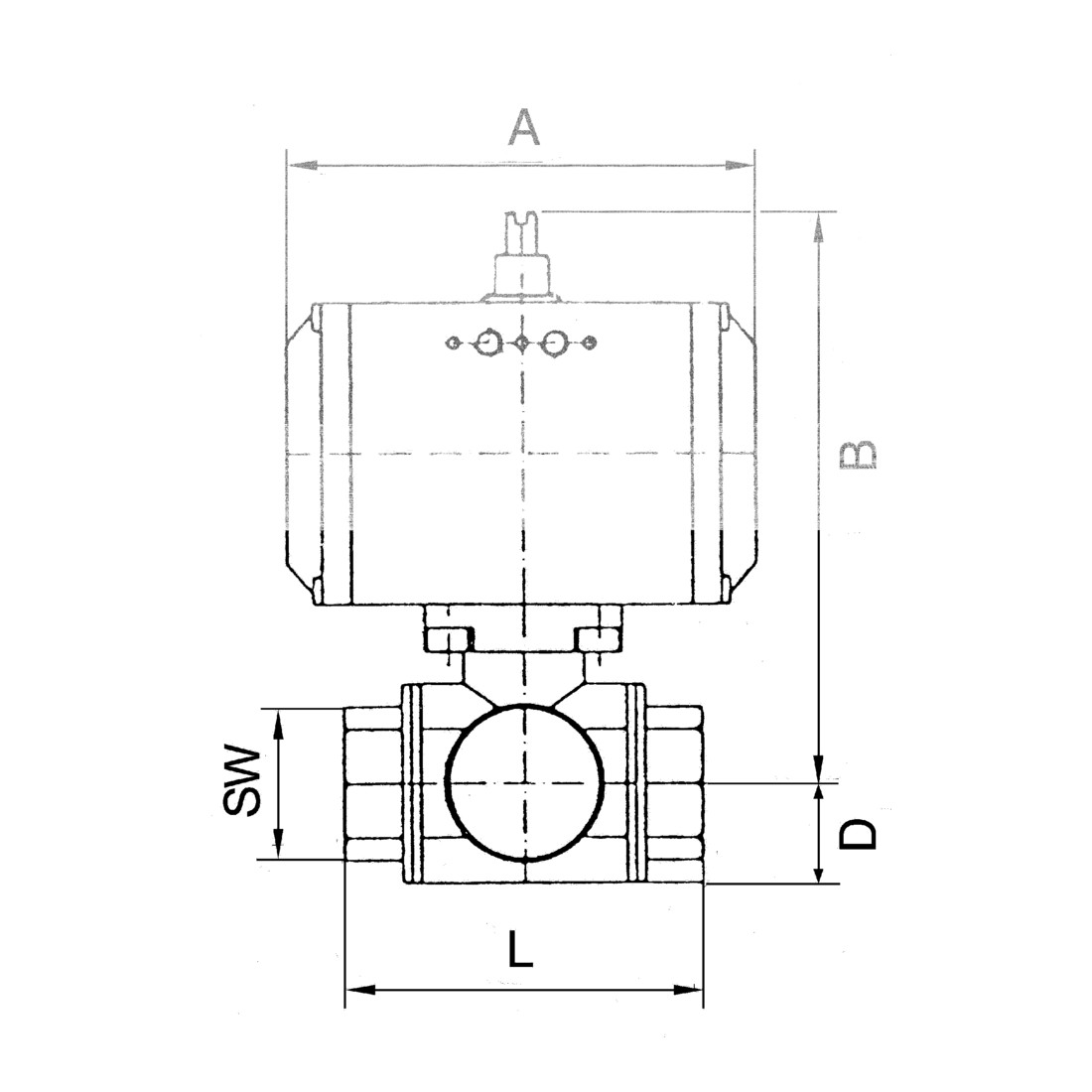 Riegler ES-Kuha, pneumat. Stellantrieb, einfachwirkend, Rp 1 1/2, DN 40