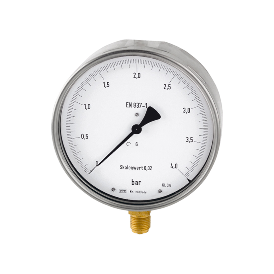Riegler Feinmessmanometer, G 1/2 radial bas, 0 - 16,0 bar, Ø 160, 1166